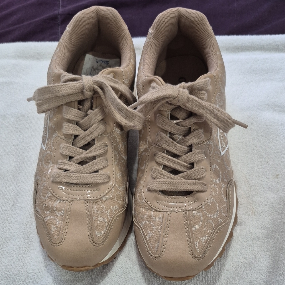 Coach Tan Sneakers with Lace-Up Design and Leather Upper